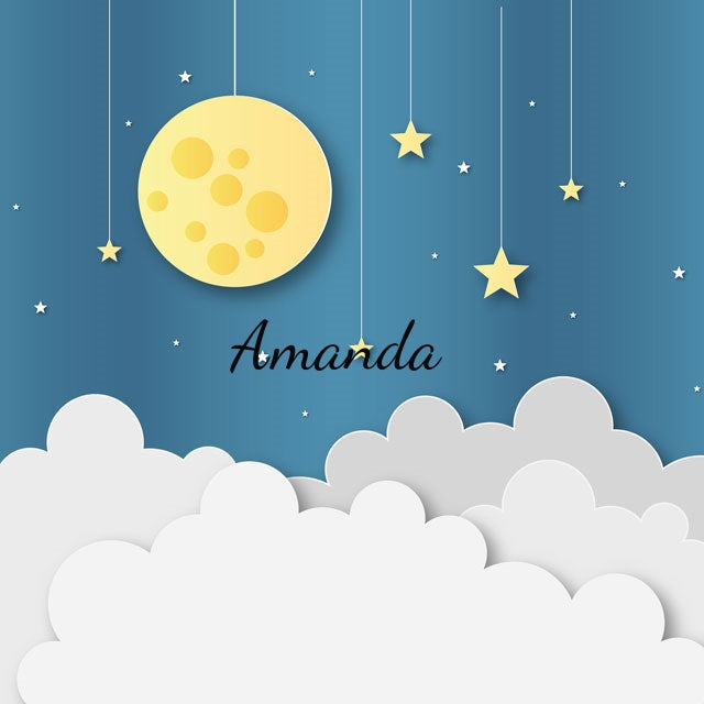 Kate Blue Sky and Yellow Moon Backdrop for Children Photography Designed by Amanda Moffatt -UK