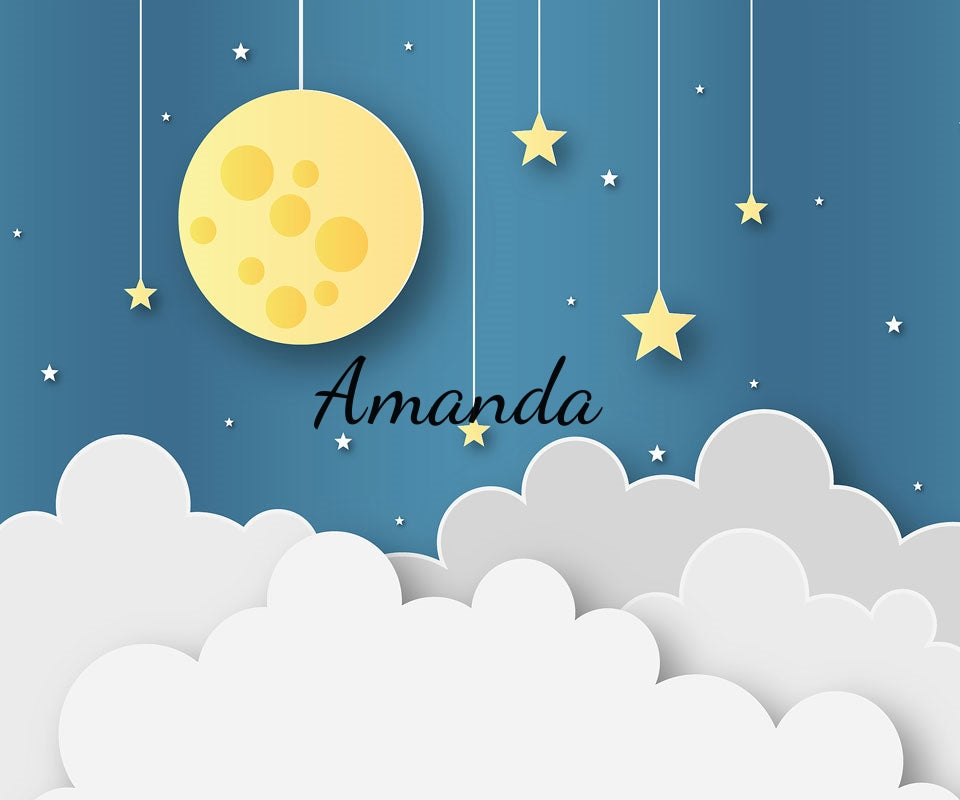 Kate Blue Sky and Yellow Moon Backdrop for Children Photography Designed by Amanda Moffatt -UK