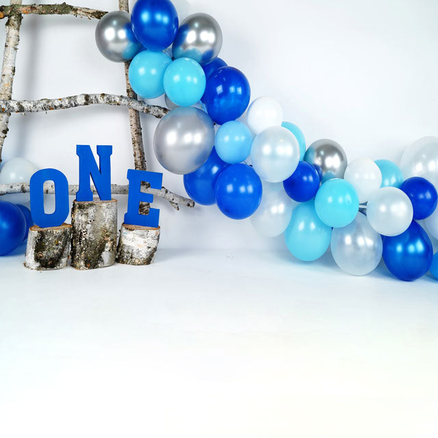 Kate Blue Birchy Blue Balloons First Birthday designed by Arica Kirby -UK