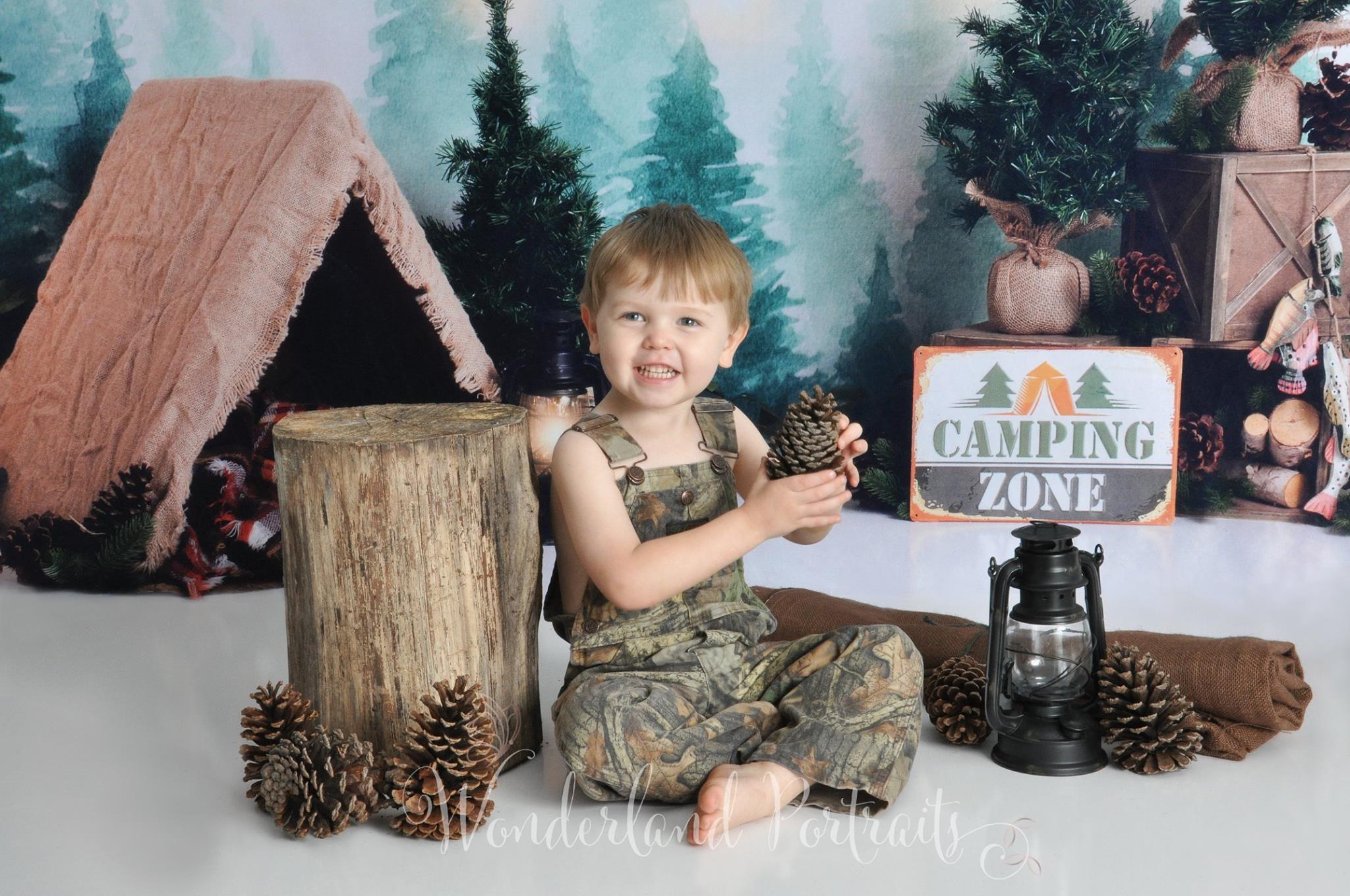 Kate Forest Camping Tent and Lamp Children Summer Backdrop for Photography Designed by Megan Leigh Photography -UK