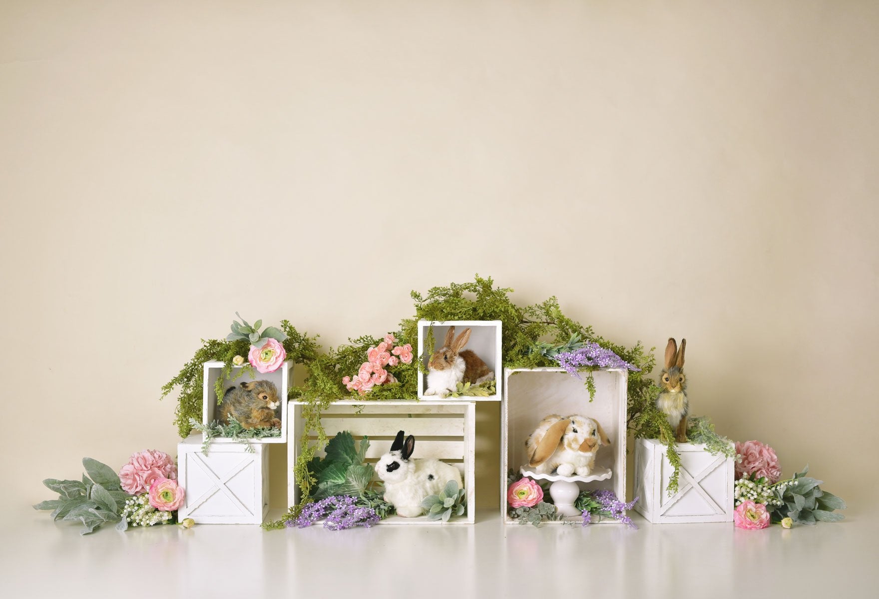 Kate Spring Rabbits Flowers Easter Backdrop Designed by Mandy Ringe Photography -UK