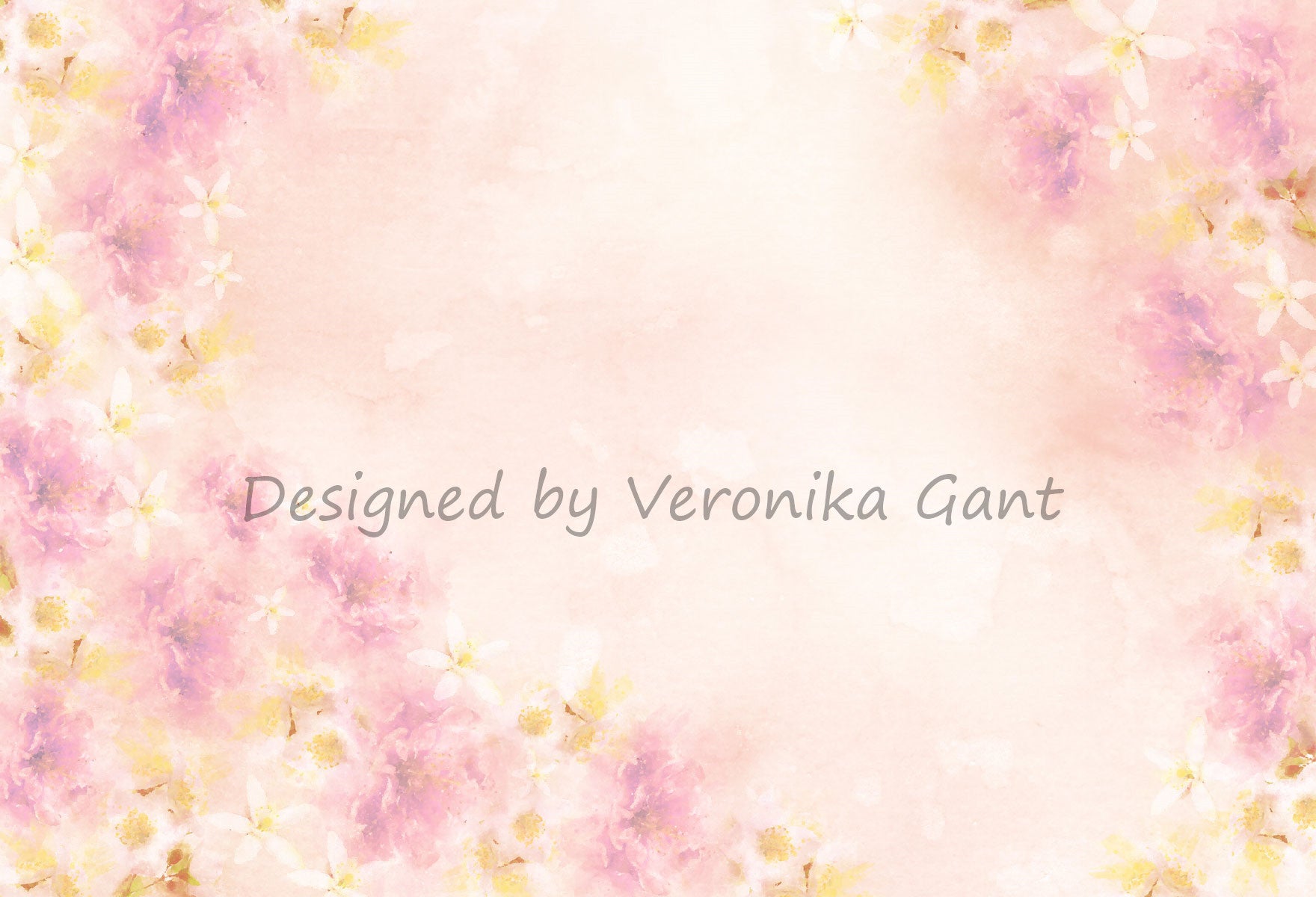 Kate Fine Art Watercolors Pink Flowers Abstract Backdrop designed by Veronika Gant -UK