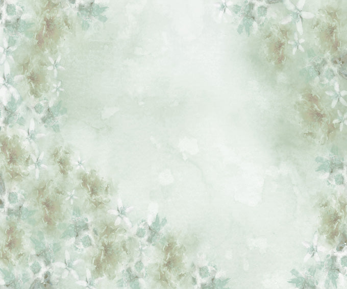 Kate Fine Art Watercolors Green Flowers Abstract Backdrop designed by Veronika Gant -UK
