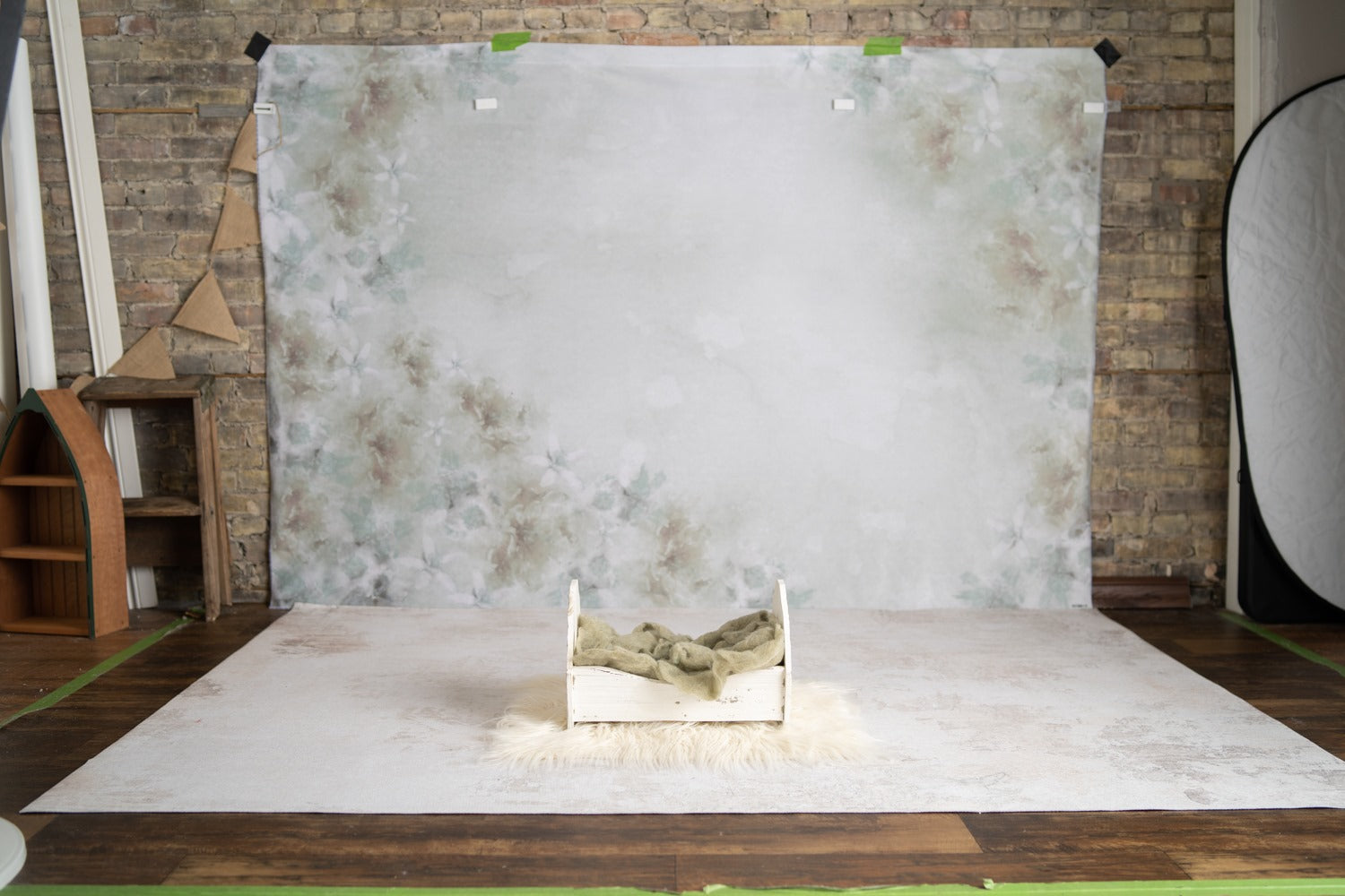 Kate Fine Art Watercolors Green Flowers Abstract Backdrop designed by Veronika Gant -UK