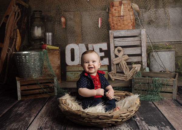 Kate Gone Fishing First Birthday Backdrop Designed by Arica Kirby