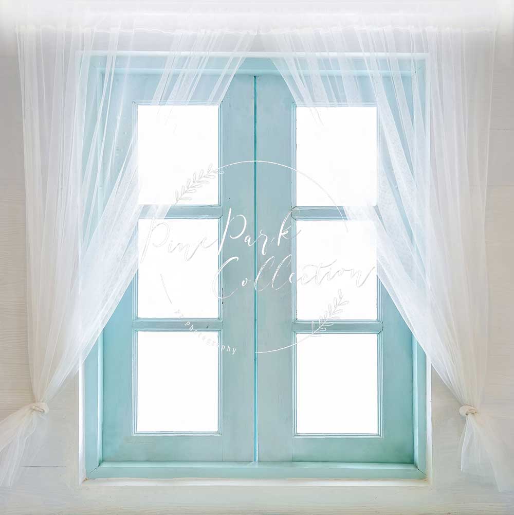 Kate Teal Window Doors Backdrop Designed by Pine Park Collection -UK