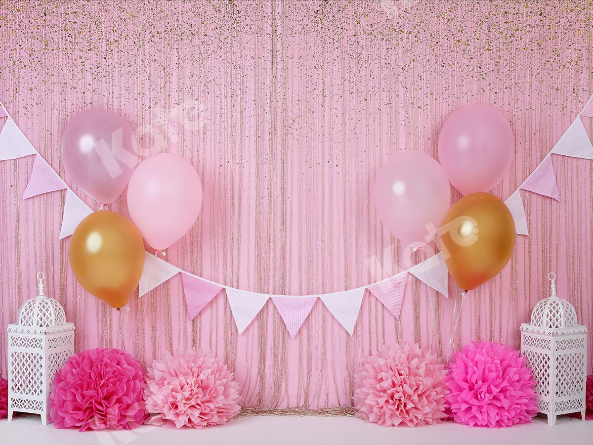 Kate Pink and Gold Birthday Glitter Backdrop for Photography -UK