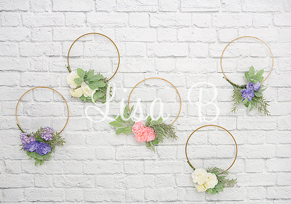 Kate Plain Wreath White Brick Backdrop for Photography Designed By Lisa B -UK