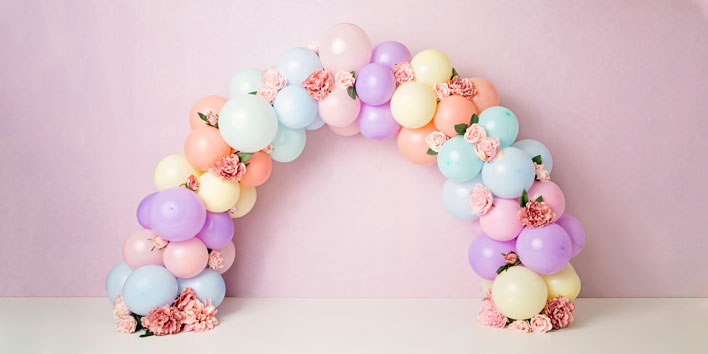 Kate Balloons Rainbow Birthday Backdrop Designed by Kerry Anderson -UK