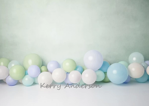 Kate Light Green Balloons for Children Birthday Backdrop Designed by Kerry Anderson -UK
