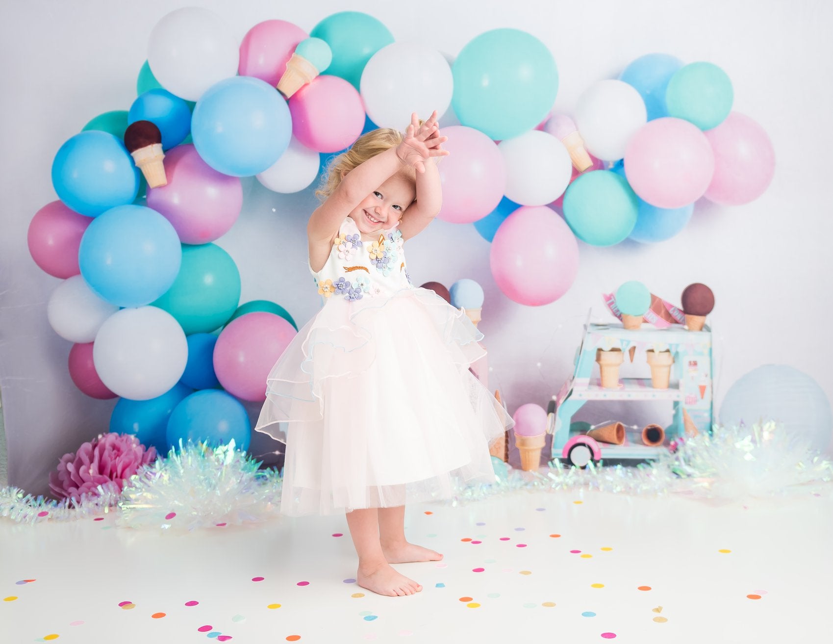 Kate Summer Ice-cream Balloons Backdrop Designed by Megan Leigh Photography -UK