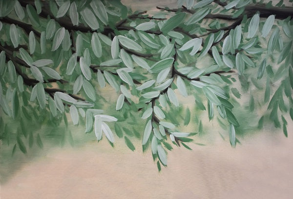 Green Leaves Painted Summer Backdrop for Photography