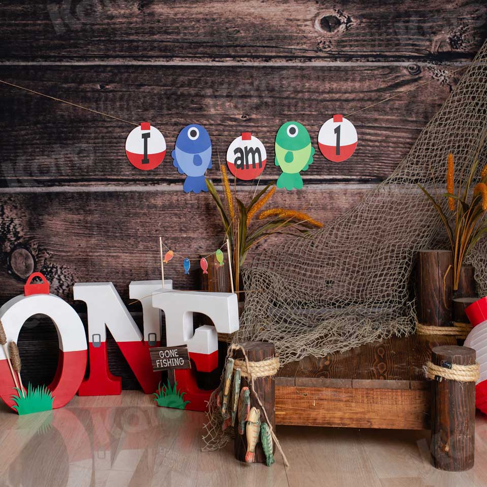 Kate Children Birthday for One Catch Fish Style Backdrop for Photography Designed by Leila Steffens -UK
