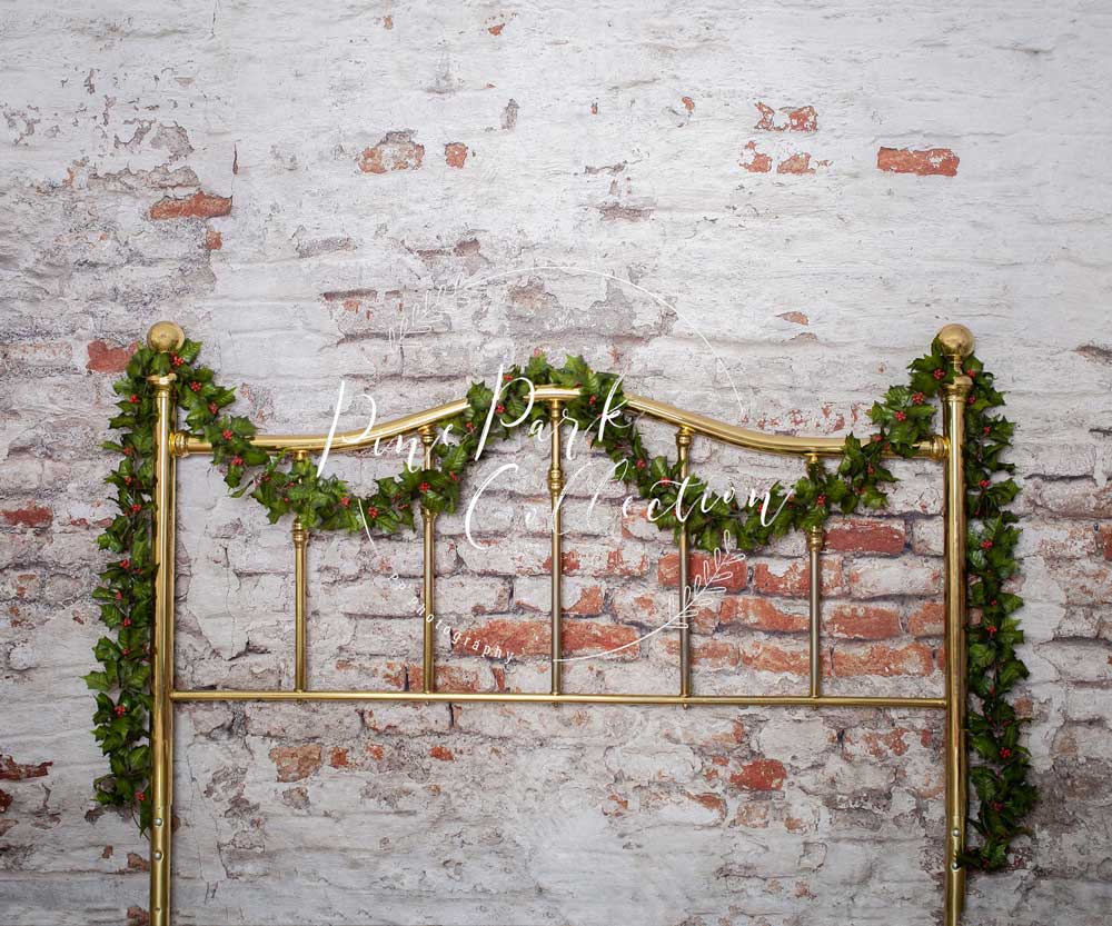 Kate Headboard Full Brass Bed with Ivy Backdrop for Photography Designed by Pine Park Collection -UK