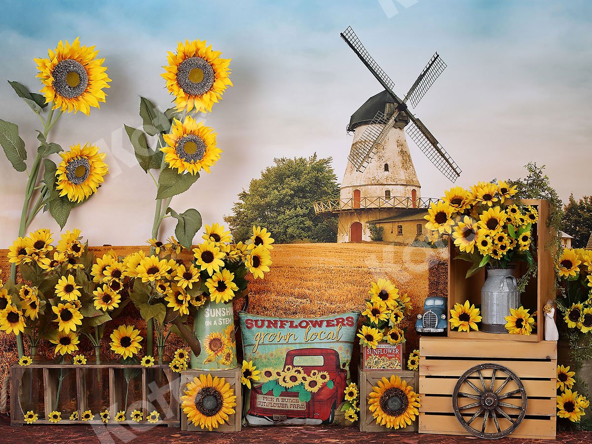 Kate Summer Sunflower Autumn Farm Field Backdrop -UK