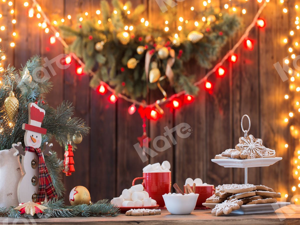Kate Christmas Cookies Wood Hot Cocoa Backdrop for Photography -UK