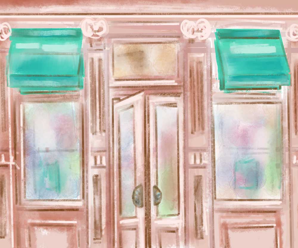 Kate building Breakfast Backdrop for Photography Designed by Modest Brushes -UK