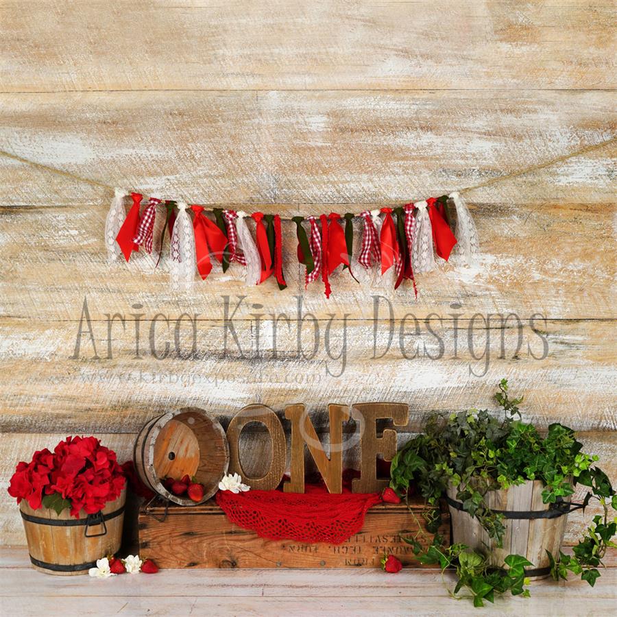 Kate Simple Strawberry ONE Birthday Backdrops Designed by Arica Kirby -UK