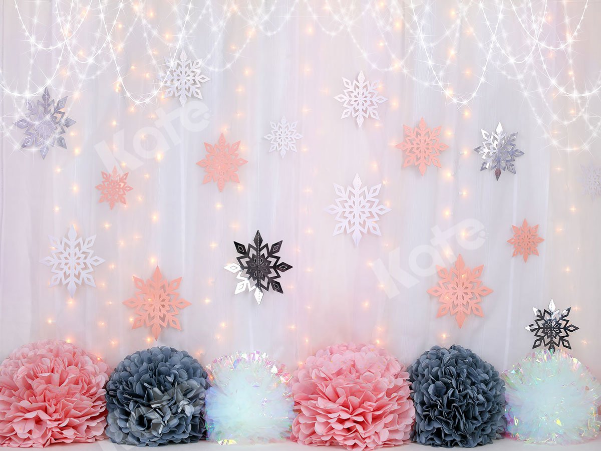 Kate Pink Girly Snow Fantasy Backdrop -UK