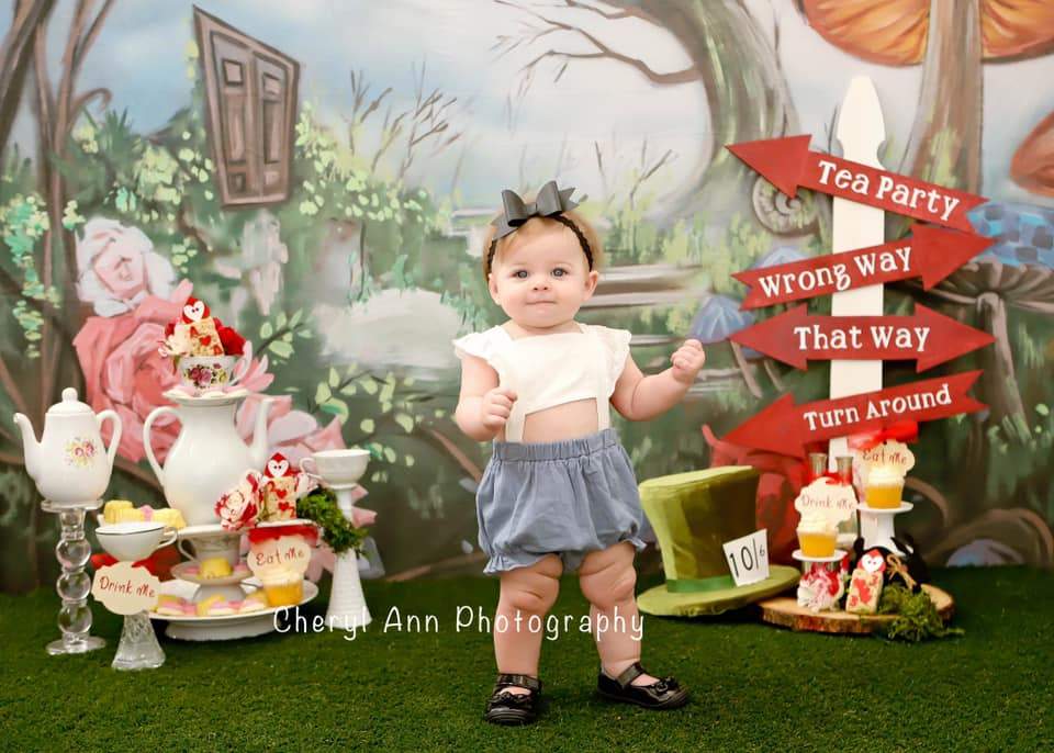 Kate Castle Wonderland Backdrop for Photography+Green Grassland Rubber Floor Mat -UK