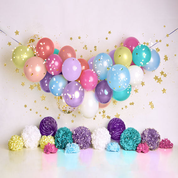 Kate Birthday Balloons and Stars Backdrop Designed By Mandy Ringe Photography -UK