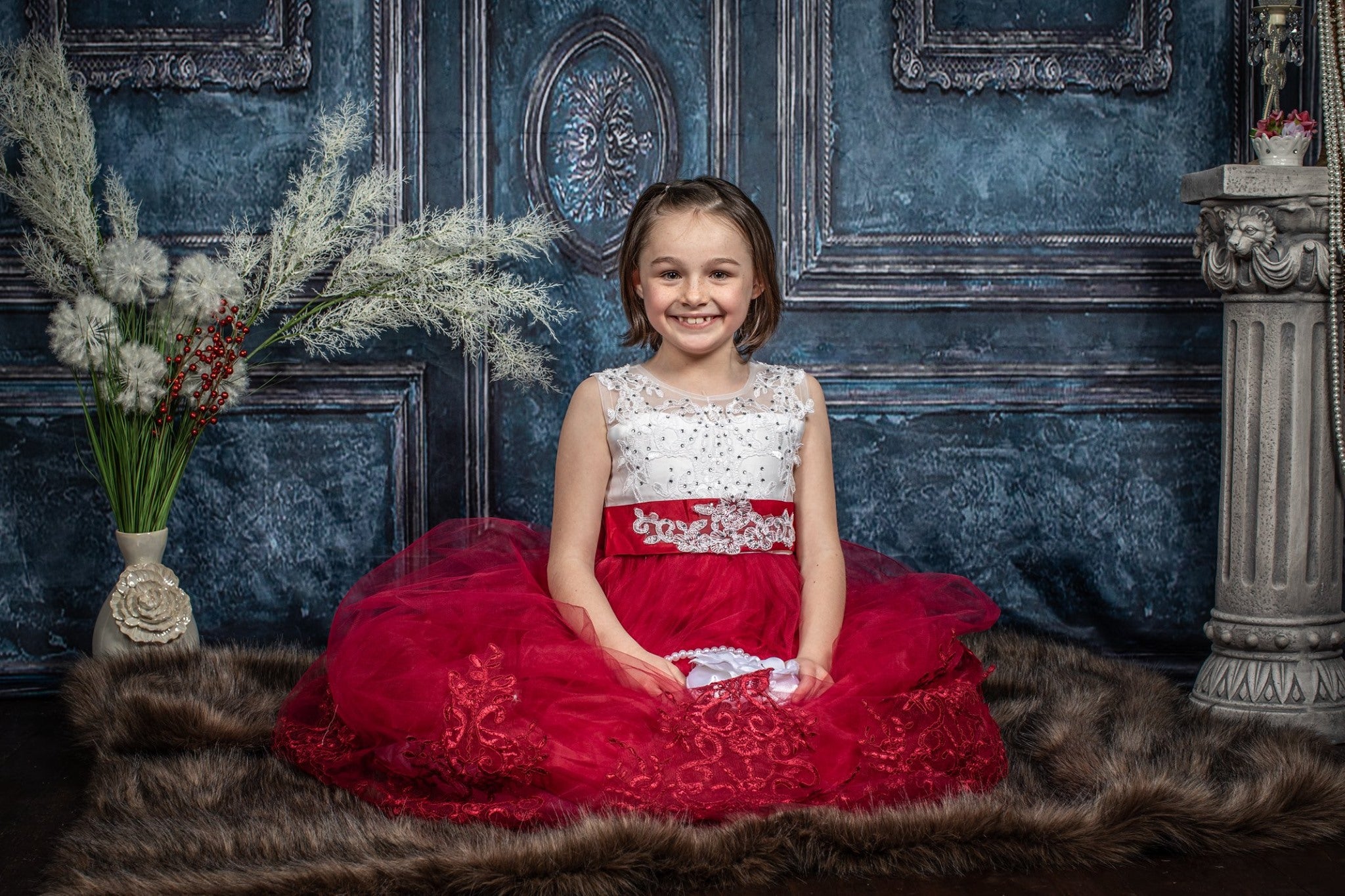 Kate Retro Deep Blue Wall Door Photography Backdrops Wedding -UK