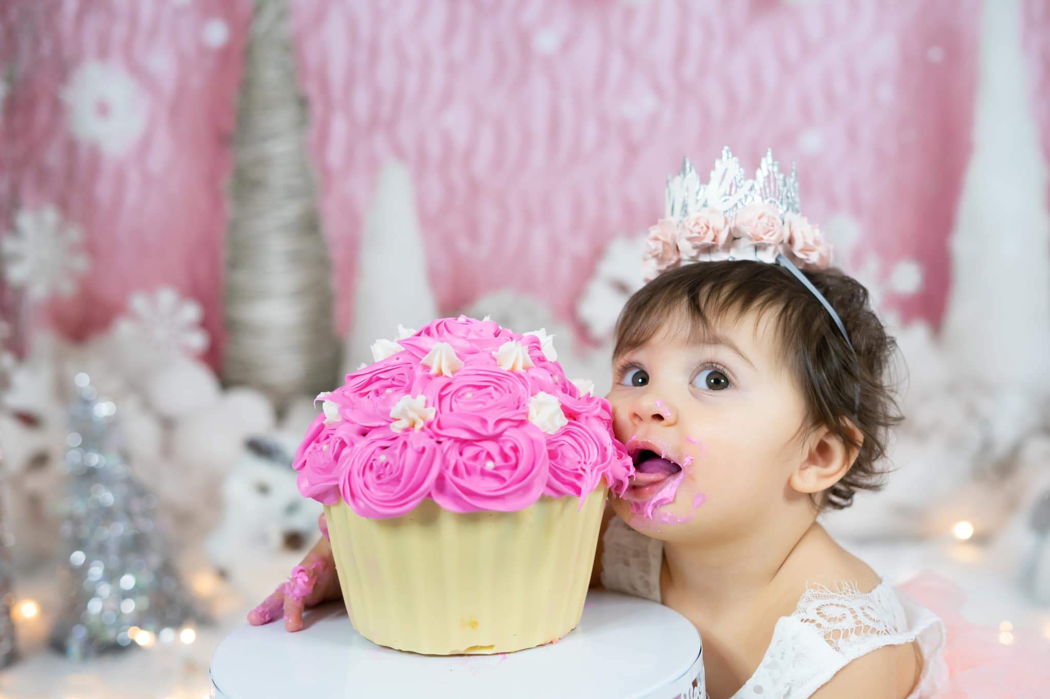 Kate Birthday Pink Winter Onederland Girly Backdrop Designed By Mandy Ringe Photography -UK