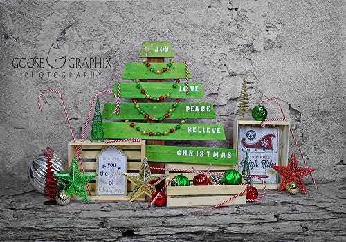 Wooden Christmas Backdrop