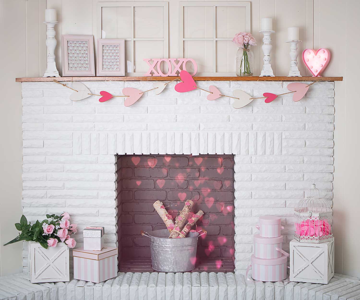Kate Valentines Fireplace Hearts Backdrop Designed By Erin Larkins -UK