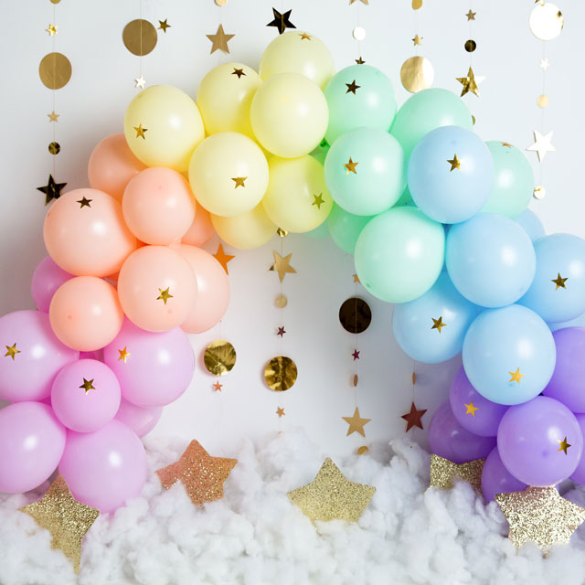 Kate Rainbow Balloons Garland Children Cake Smash Backdrop Designed by Megan Leigh Photography -UK