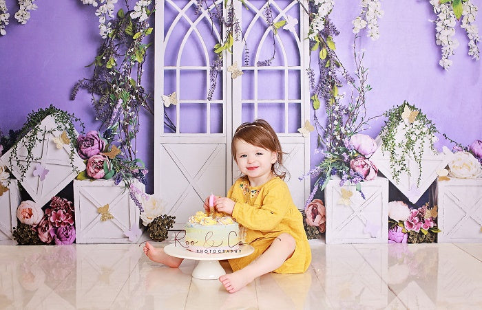 Kate Spring Purple Floral Backdrop Designed by Megan Leigh Photography -UK