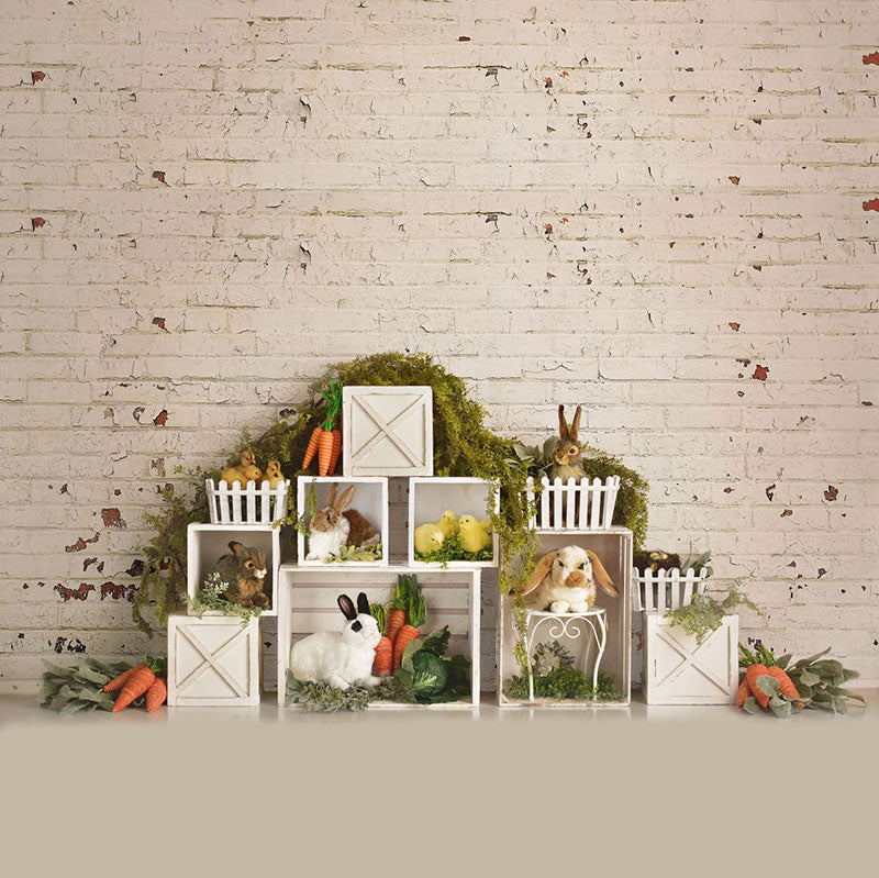 Kate Easter Bunnies with Brick Backdrop Designed By Mandy Ringe Photography -UK