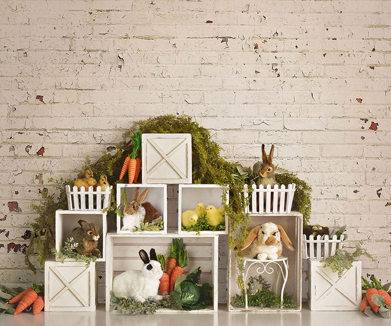 Kate Easter Bunnies with Brick Backdrop Designed By Mandy Ringe Photography -UK