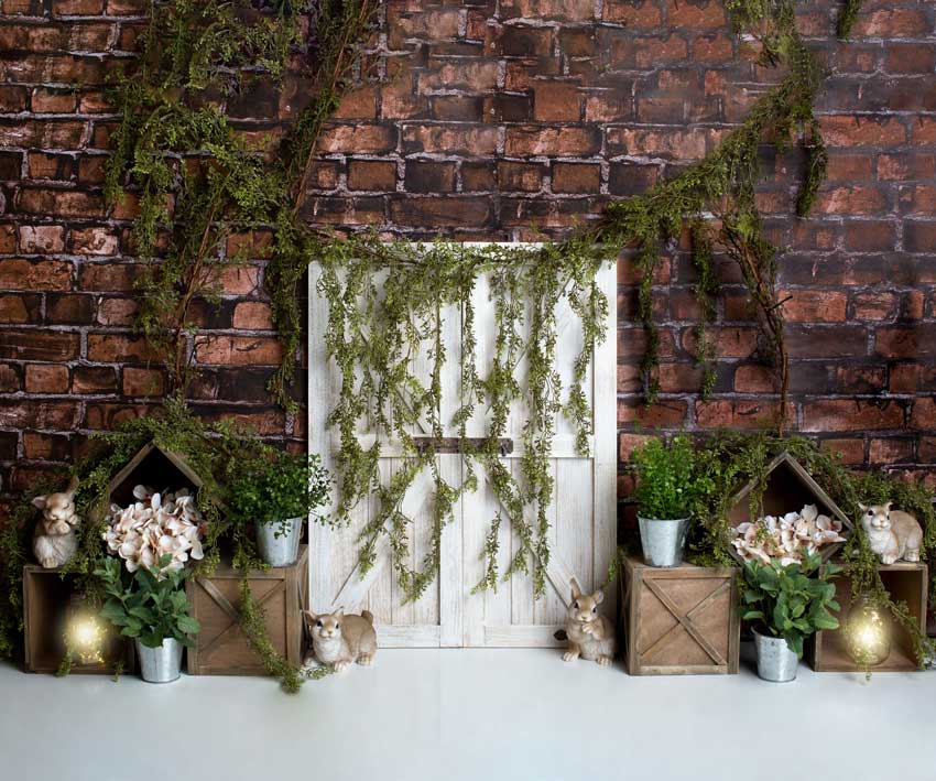 Kate Easter\Spring Brick Garden Bunnies Backdrop Designed by Megan Leigh Photography -UK