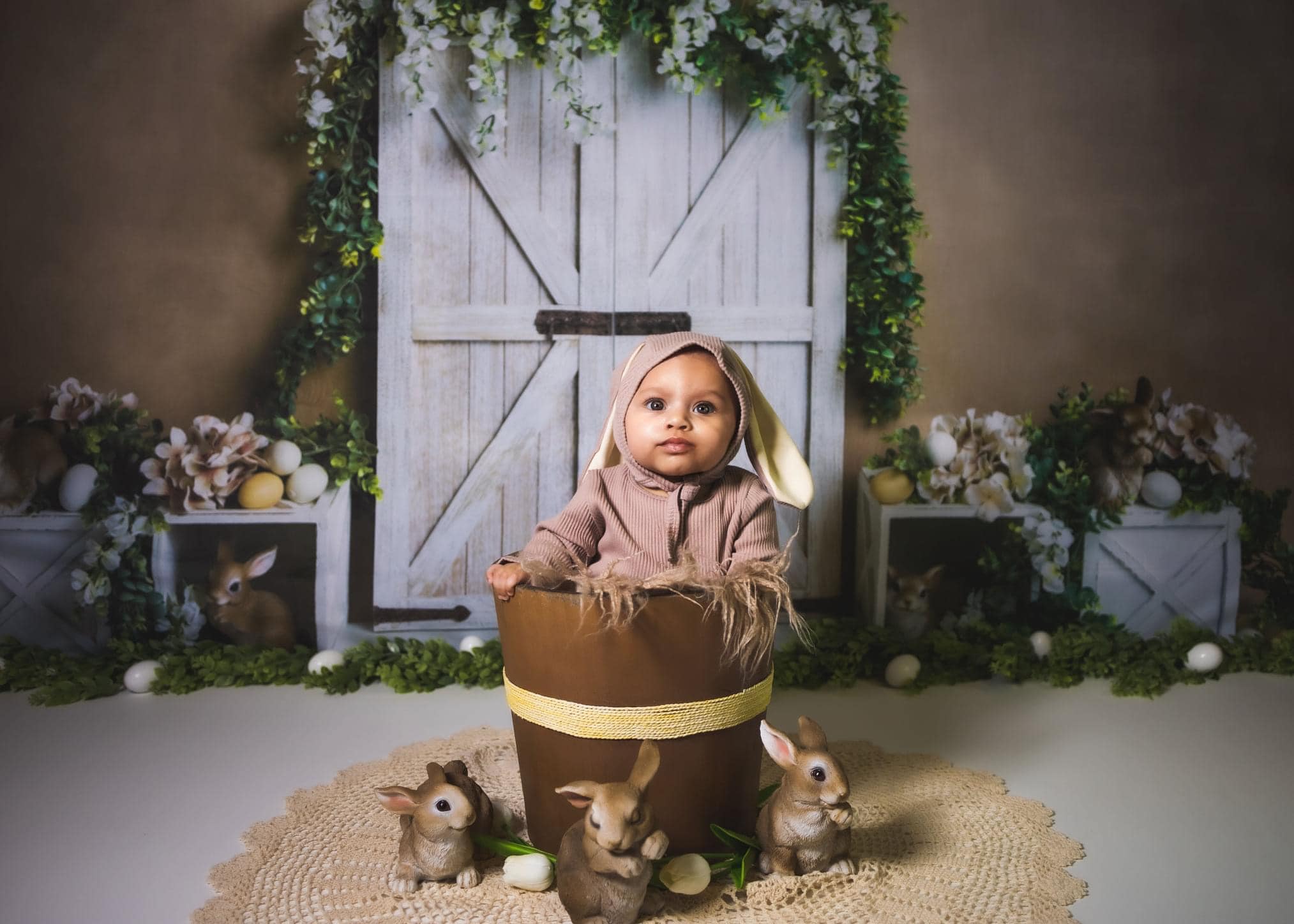 Kate Spring\Easter Neutral Bunnies Backdrop Designed by Megan Leigh Photography