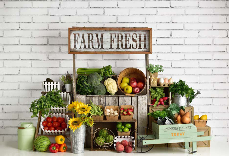 Kate Summer Farm Fruits with White Brick Backdrop Designed By Mandy Ringe Photography -UK