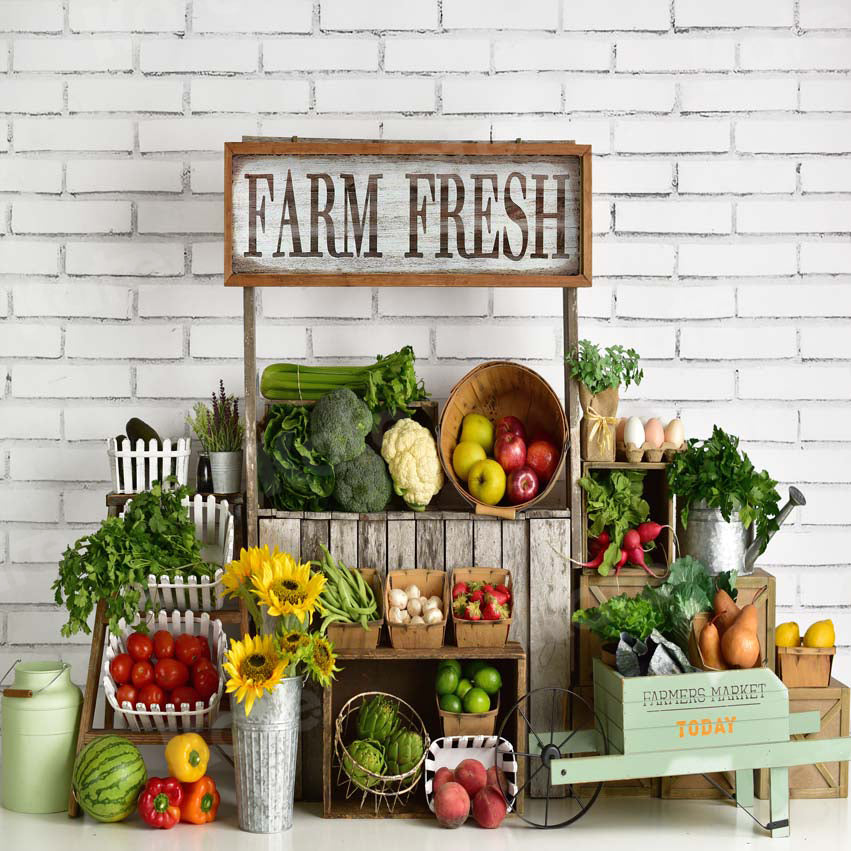 Kate Summer Farm Fruits with White Brick Backdrop Designed By Mandy Ringe Photography -UK