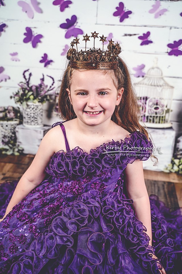 Kate Spring Purple Butterfly Plants White Wall Backdrop Designed By Arica Kirby -UK