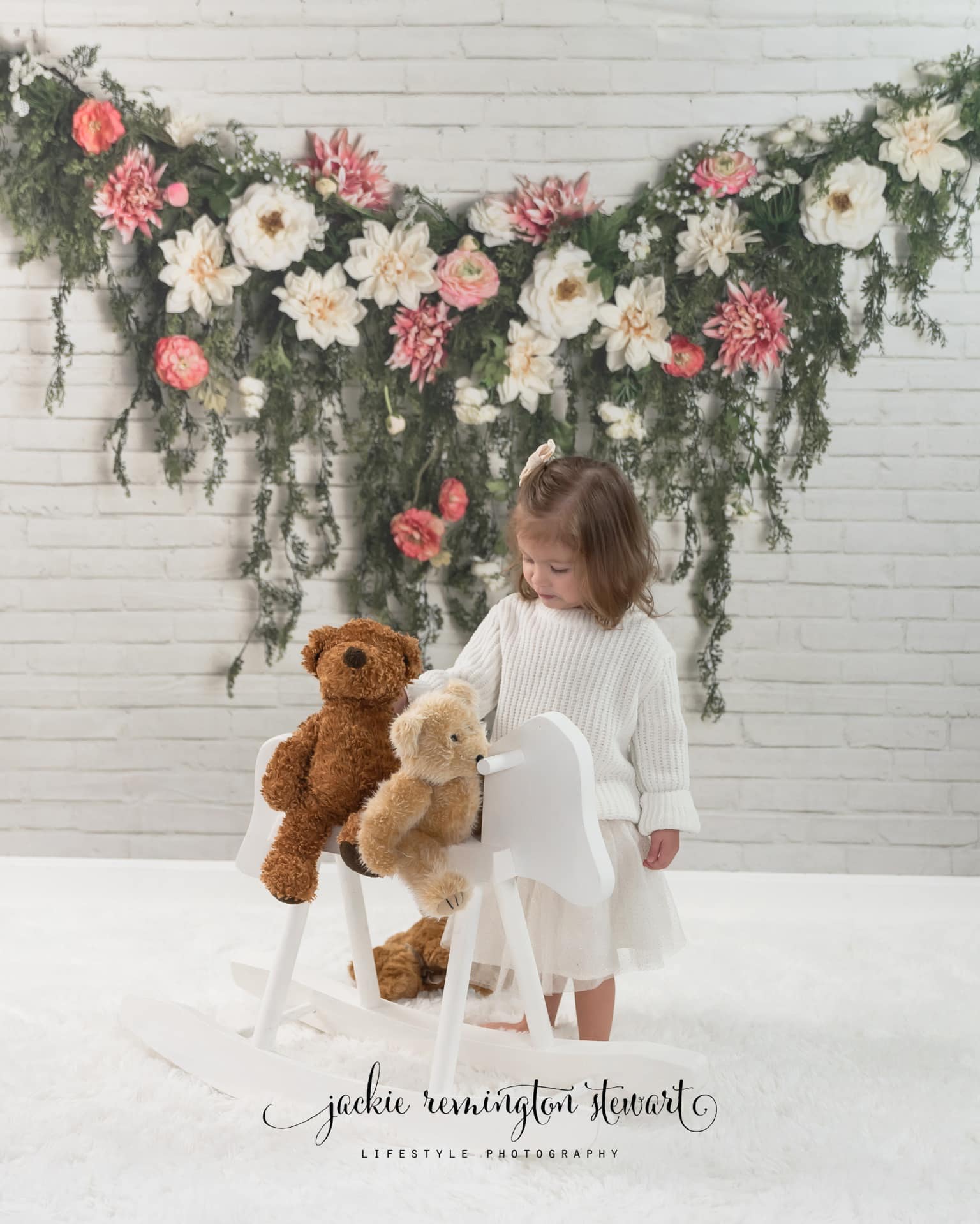 Kate Greenery Garland Pink Flowers Backdrop Designed by Mandy Ringe Photography -UK