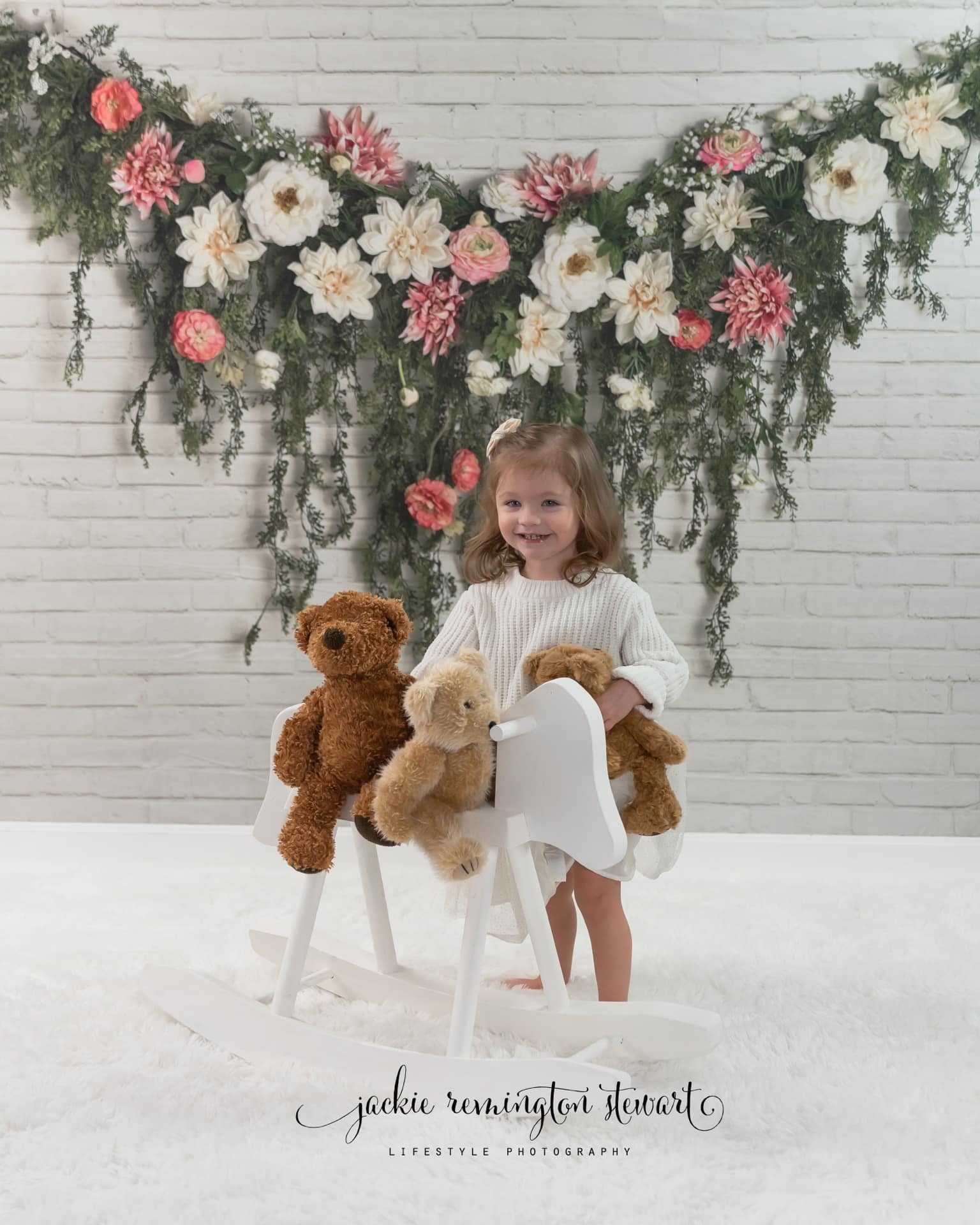 Kate Greenery Garland Pink Flowers Backdrop Designed by Mandy Ringe Photography -UK