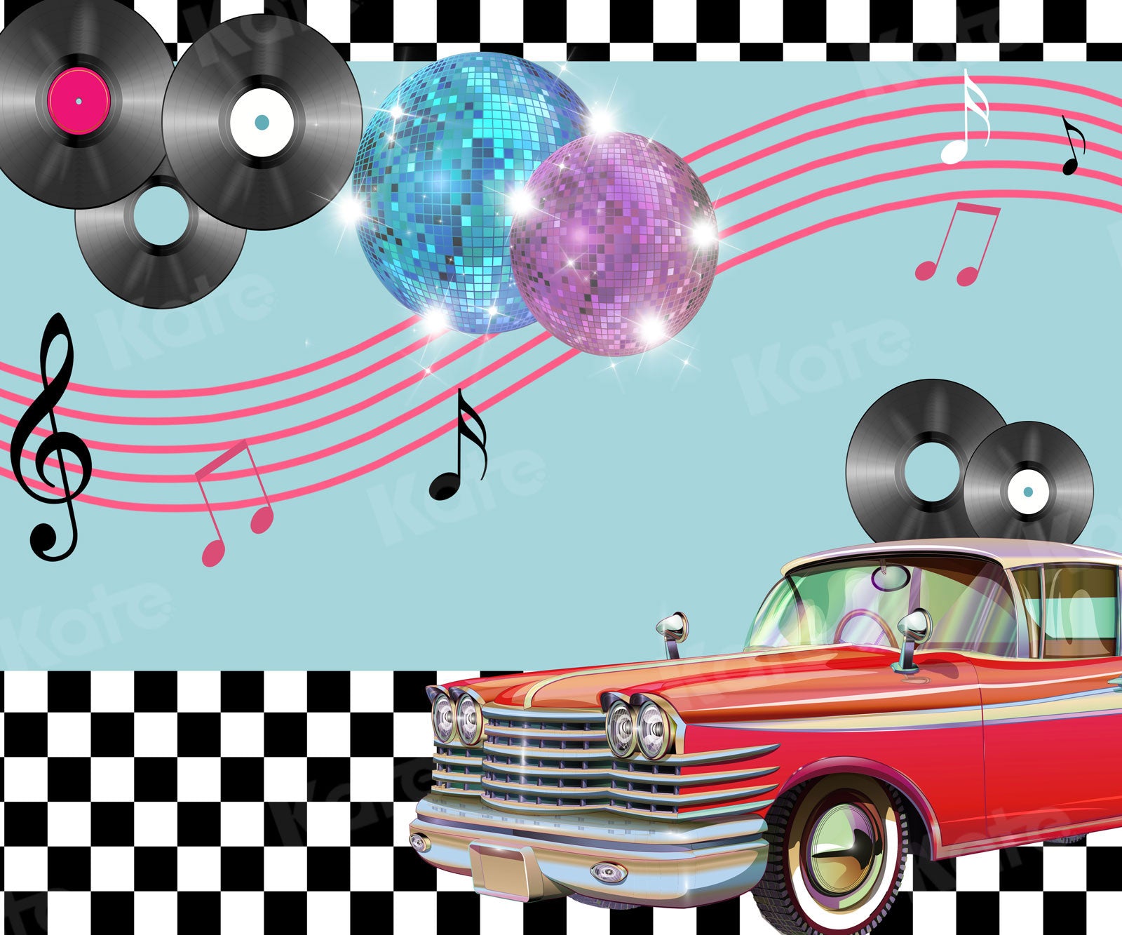 Kate Car 80's Disco DJ Backdrop for Photography -UK