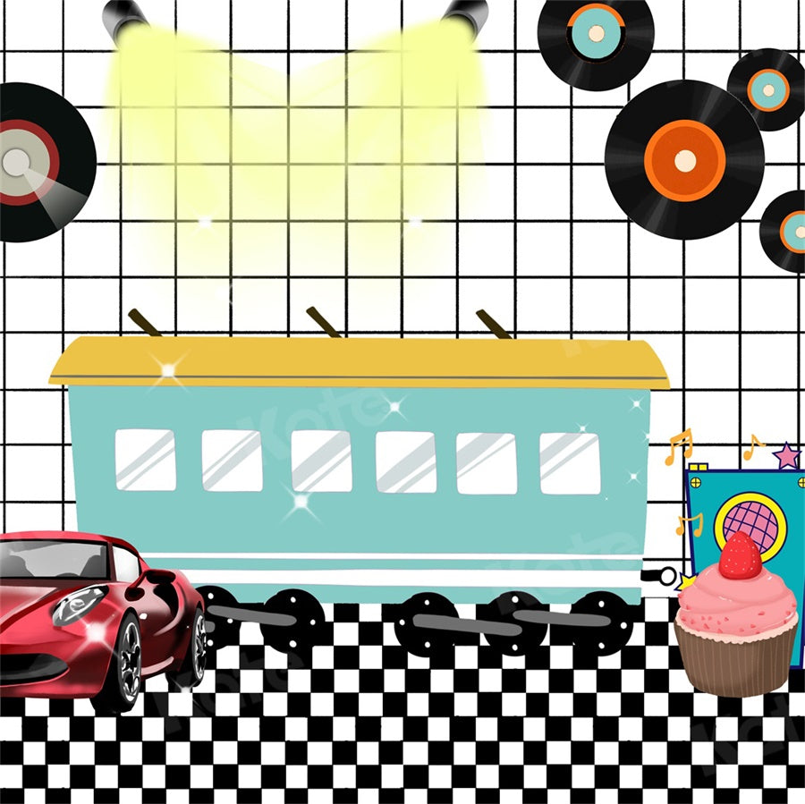 Kate Car 80's 90's Disco Backdrop for Photography -UK