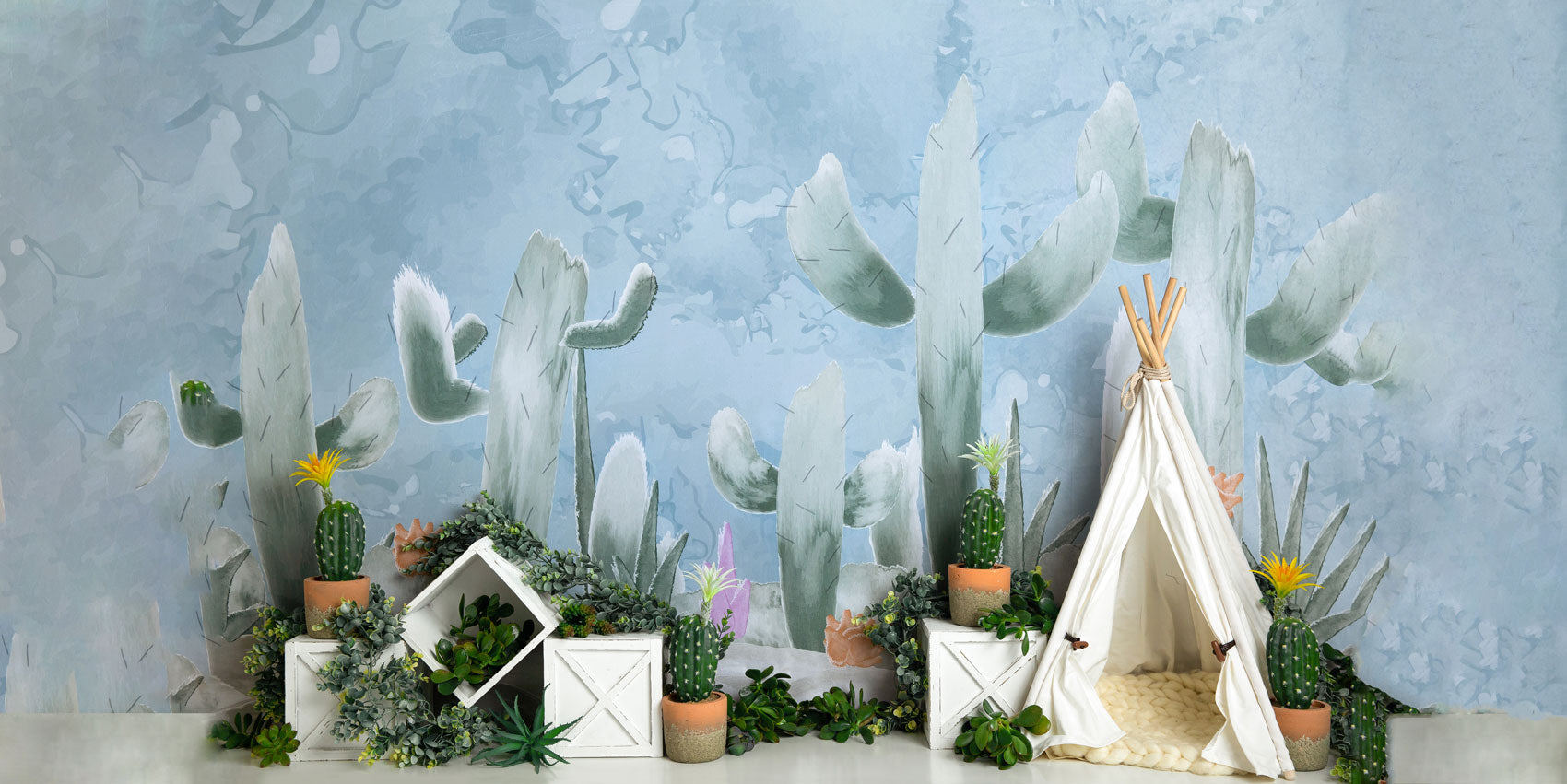 Kate Cactus with Tent Children Backdrop Designed by Megan Leigh Photography -UK