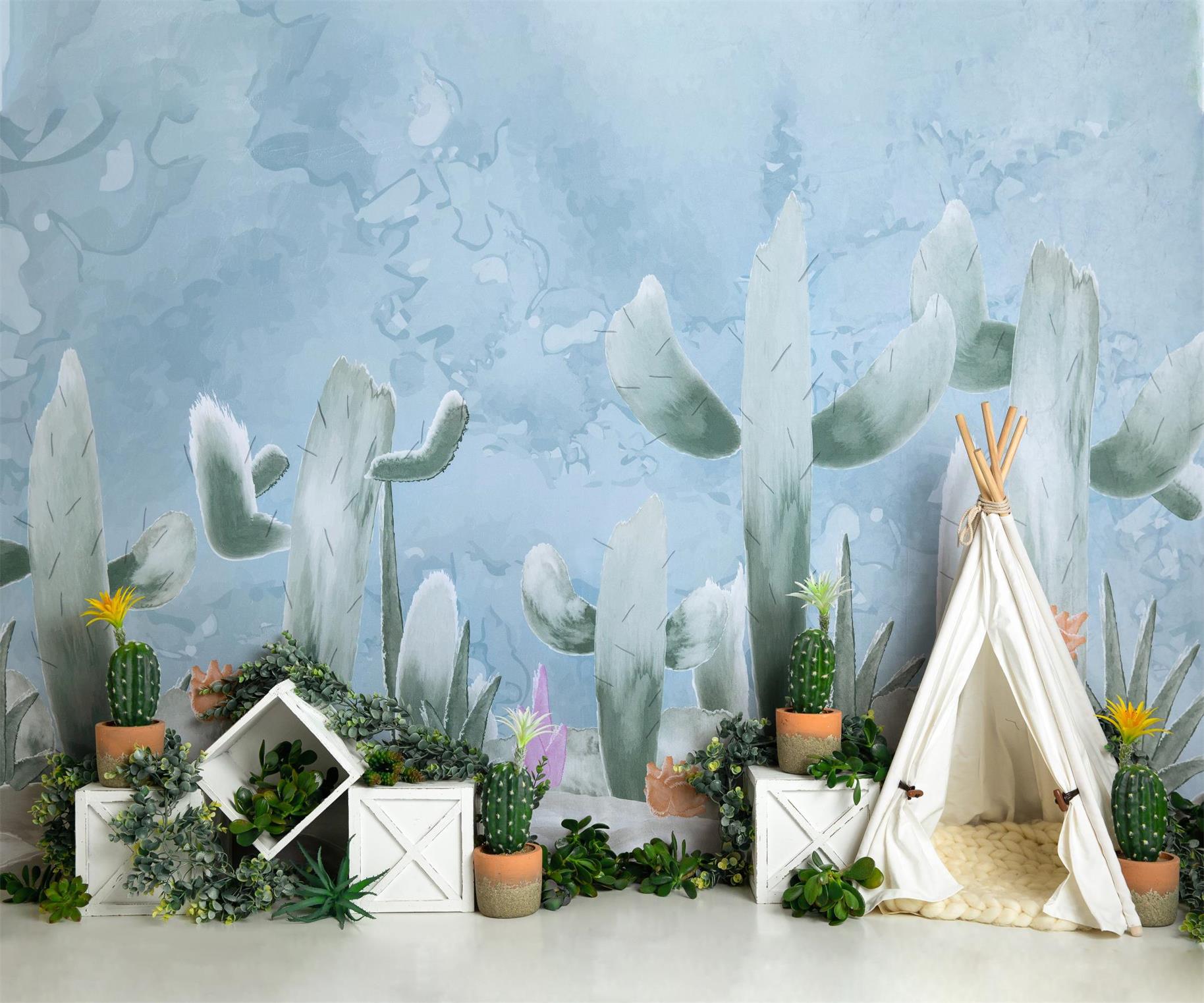 Kate Cactus with Tent Children Backdrop Designed by Megan Leigh Photography -UK