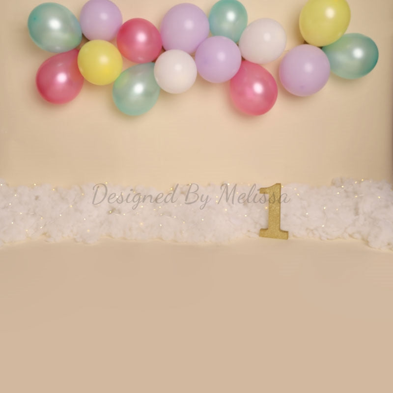 Kate Pastel Balloons Birthday Backdrop Designed by Melissa King -UK