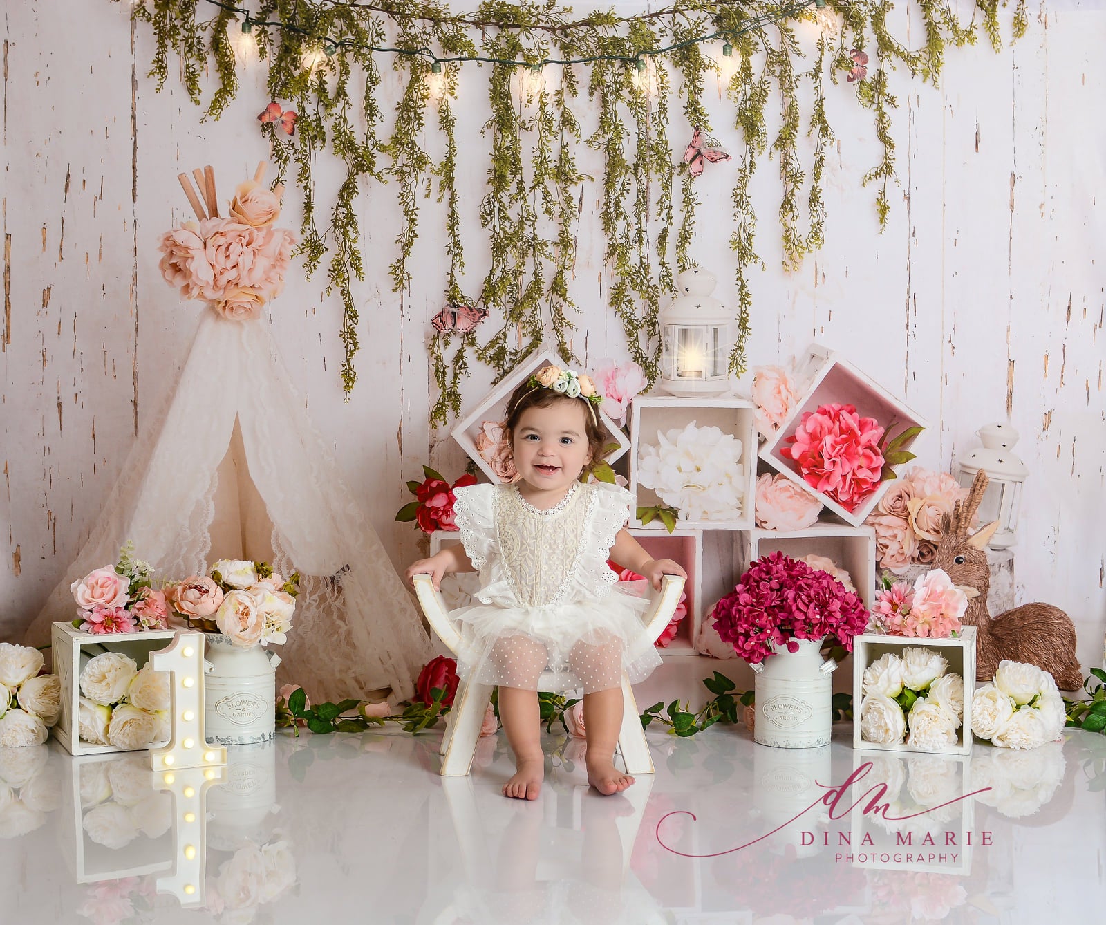 Kate Boho Floral Deer Backdrop Designed by Lisa B -UK