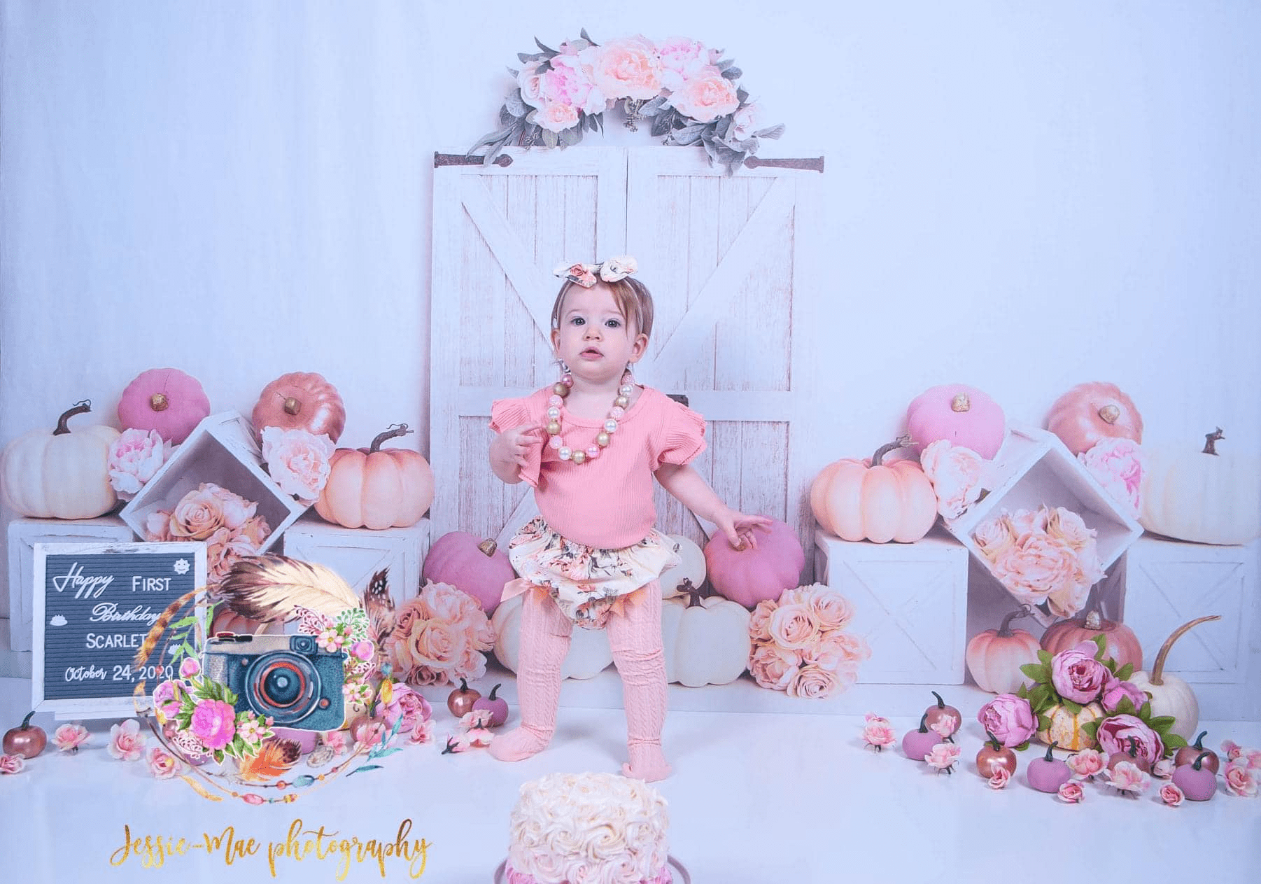 Kate Floral Pumpkin Doors Backdrop Designed by Lisa B -UK
