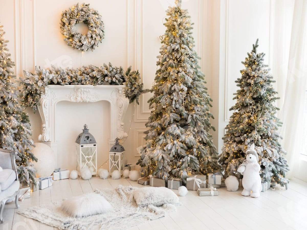 Kate Christmas Trees Bear White Backdrop for Photography -UK