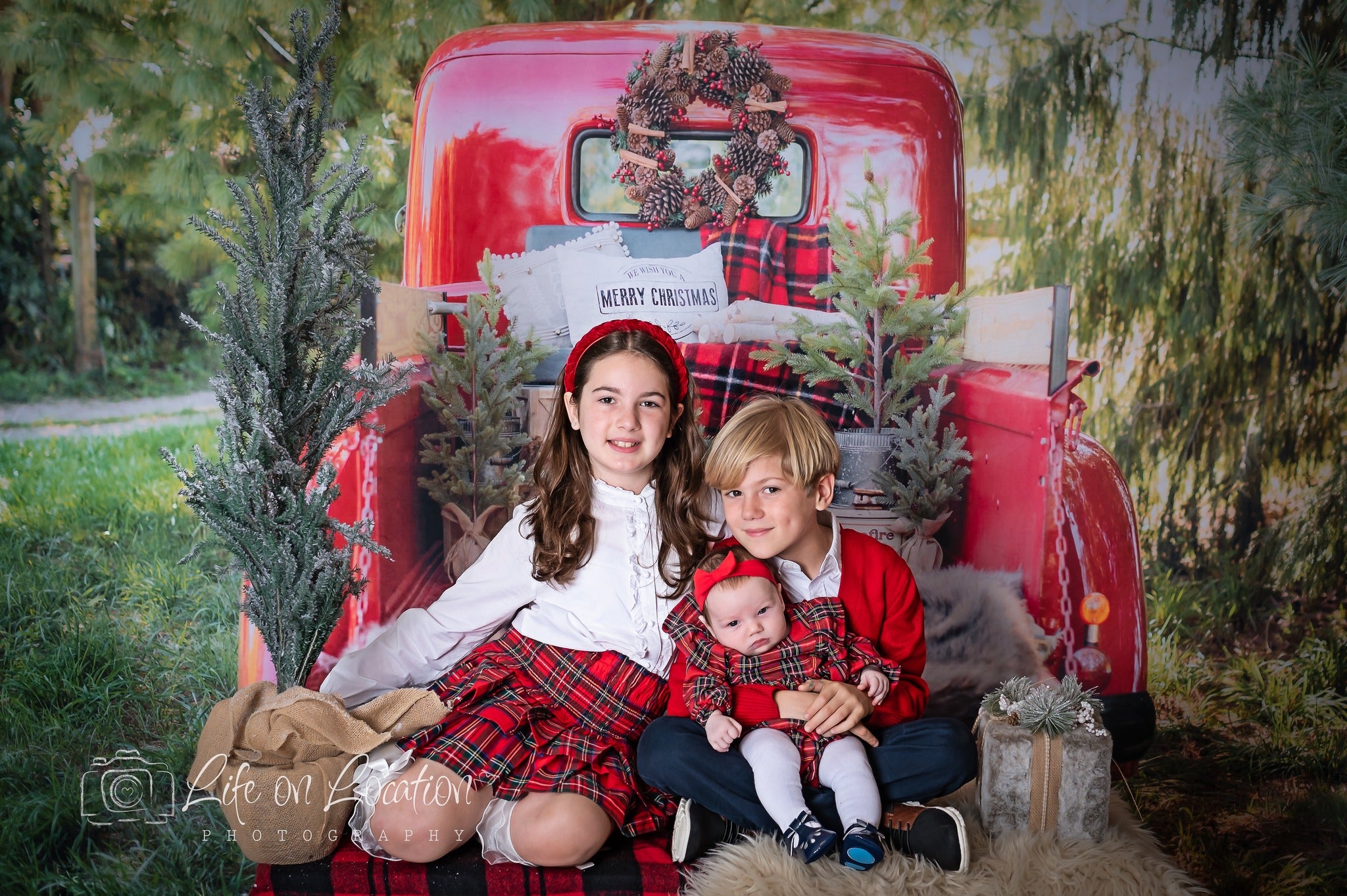 Kate Red Christmas Truck Backdrop Designed by Mandy Ringe Photography -UK