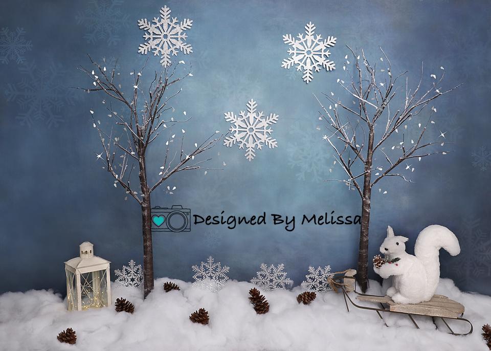 Kate Christmas Winter Blues Backdrop Designed by Melissa King -UK